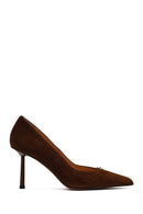 Women's Brown Thin Heeled Suede Leather Stiletto | Derimod