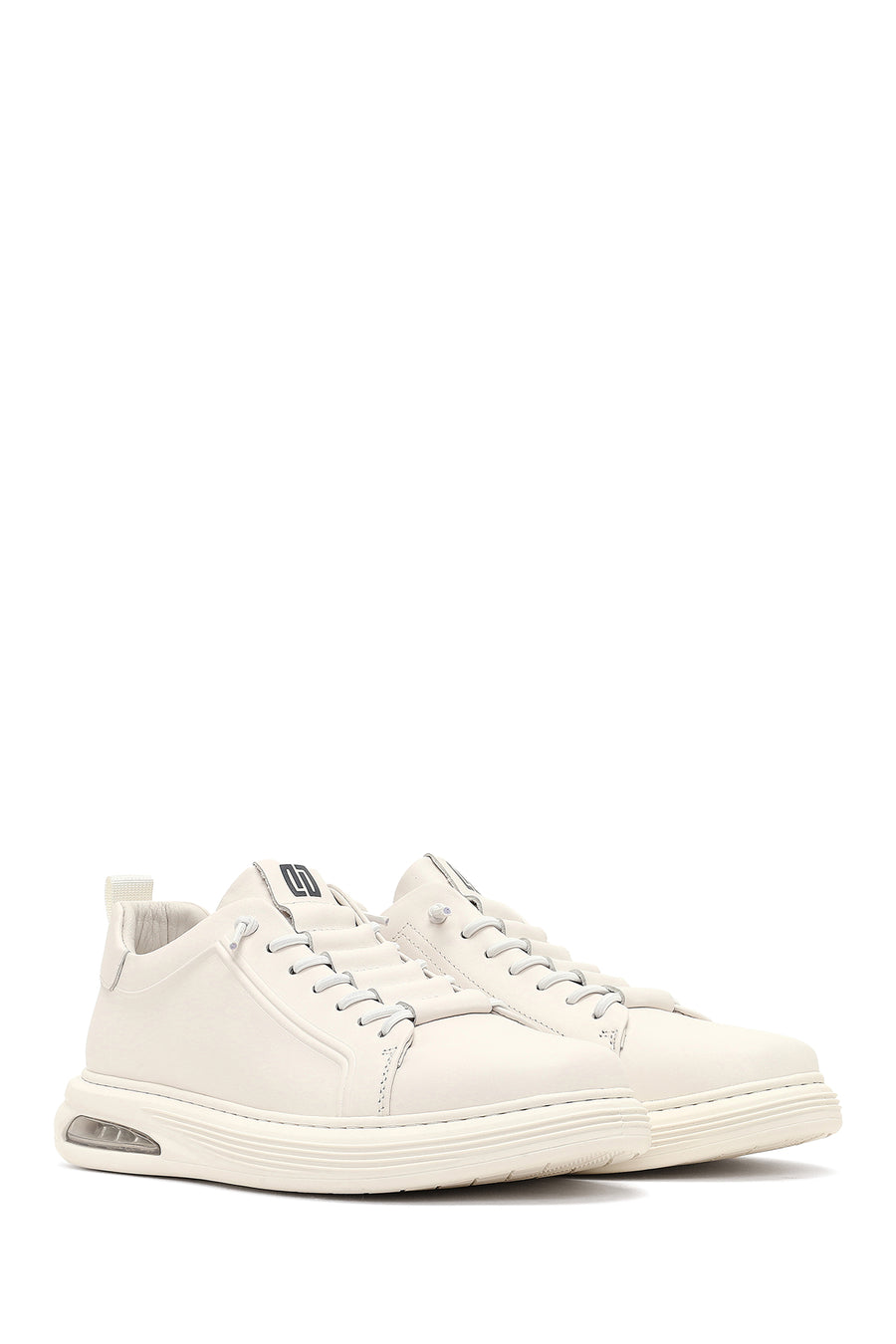 Erkek Beyaz Bağcıklı Deri Sneaker