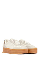 Women's Beige Lace-Up Thick-Soled Sneaker | Derimod