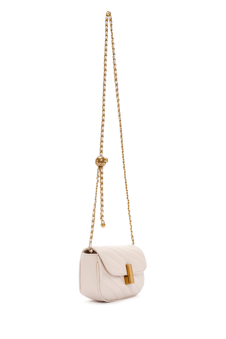 Women's Cream Long Strap Quilted Crossbody Bag
