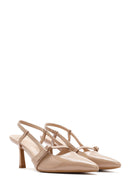 Women's Beige Open Back Thin Heeled Shoes | Derimod