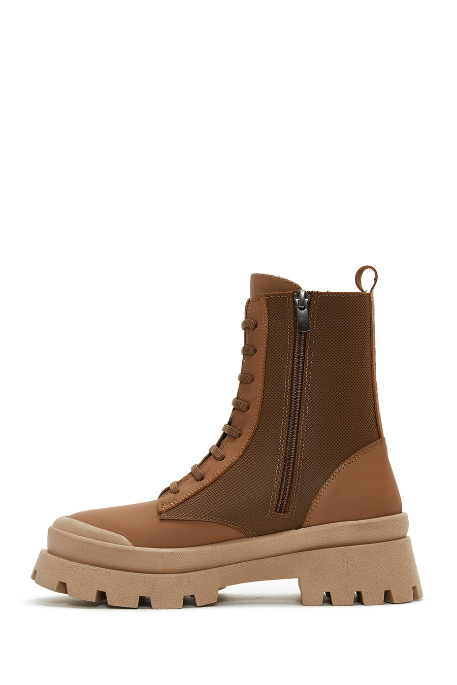 Women's Tan Zippered Leather Boots