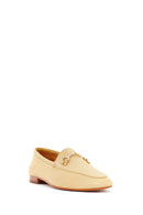 Women's Yellow Buckle Leather Loafers | Derimod