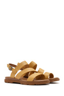 Women's Yellow Ankle Buckle Leather Sandals | Derimod