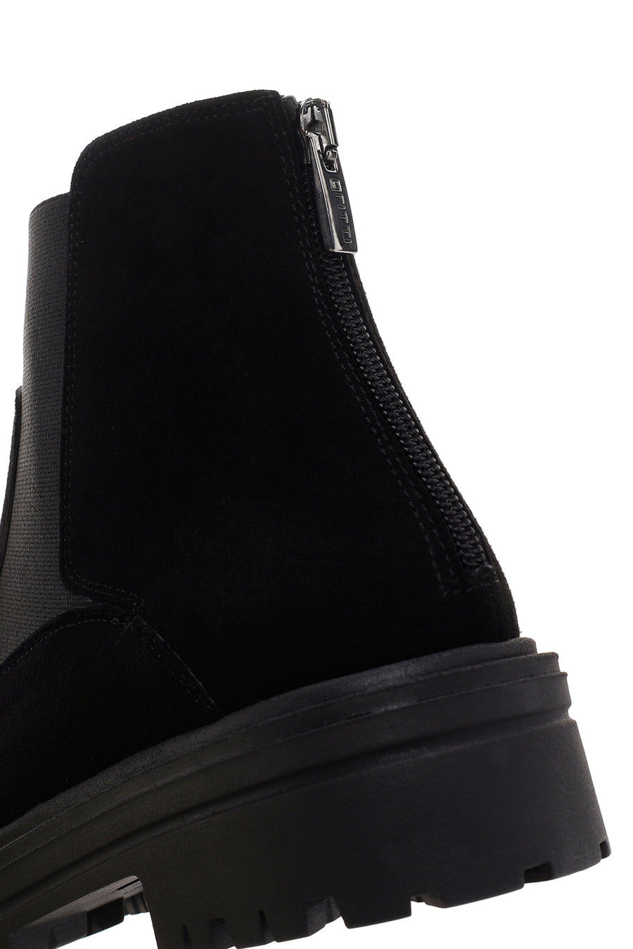 Women's Black Zippered Suede Leather Chelsea Boots