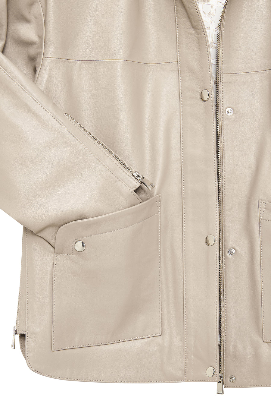 Karen Women's Beige Oversize Leather Jacket