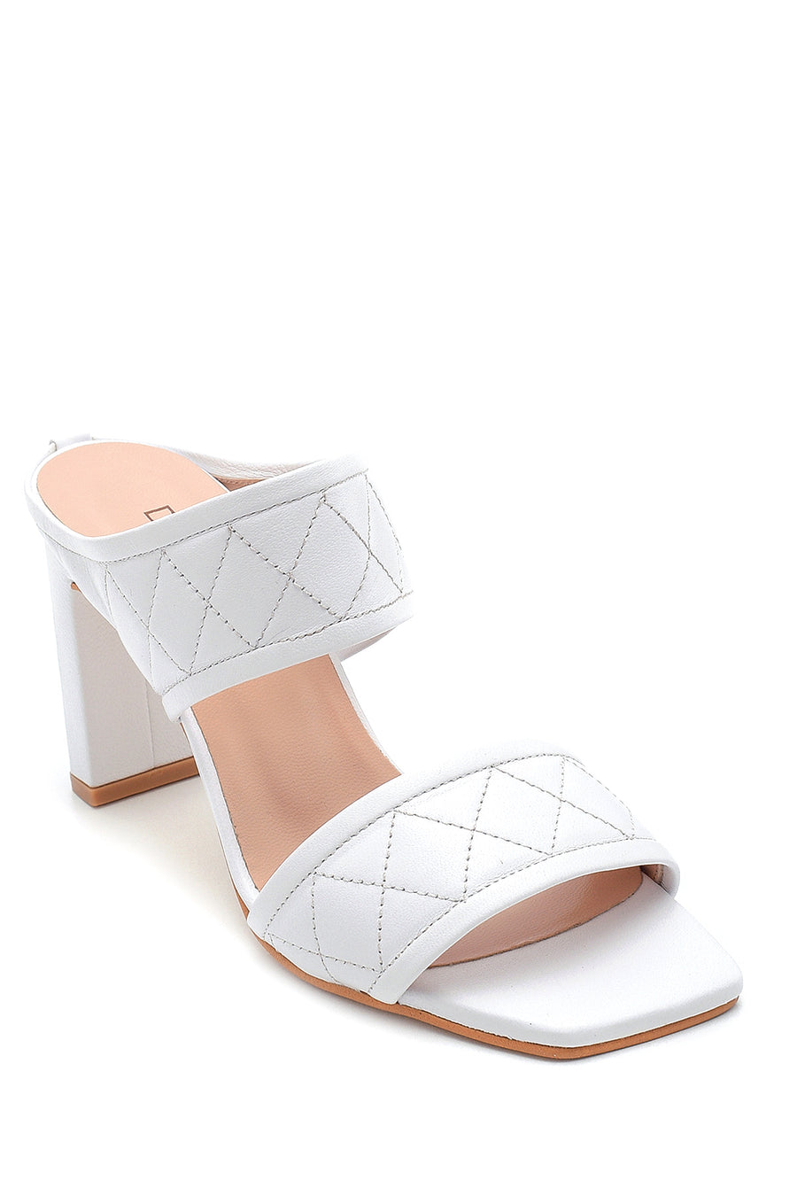 Women's Leather Capione Detailed Heeled Slippers