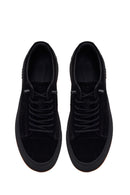 Erkek Siyah Bağcıklı Nubuk Deri Sneaker | Derimod