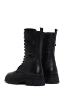 Women's Black Thick Soled Leather Boots | Derimod