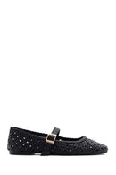 Women's Black Buckled Braided Ballerinas | Derimod