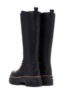 Women's Black Zippered Thick Soled Casual Leather Boots | Derimod