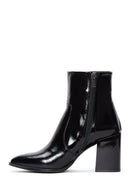 Women's Black Patent Leather Heeled Boots | Derimod