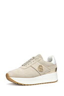 Geox Women Beige Low-Top Lace-Up Thick Sole Suede Leather Sneaker | Derimod