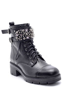 Women's Leather Stone Boots | Derimod