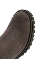 Woman Mink Suede Zippered Heels Leather Boat | Derimod