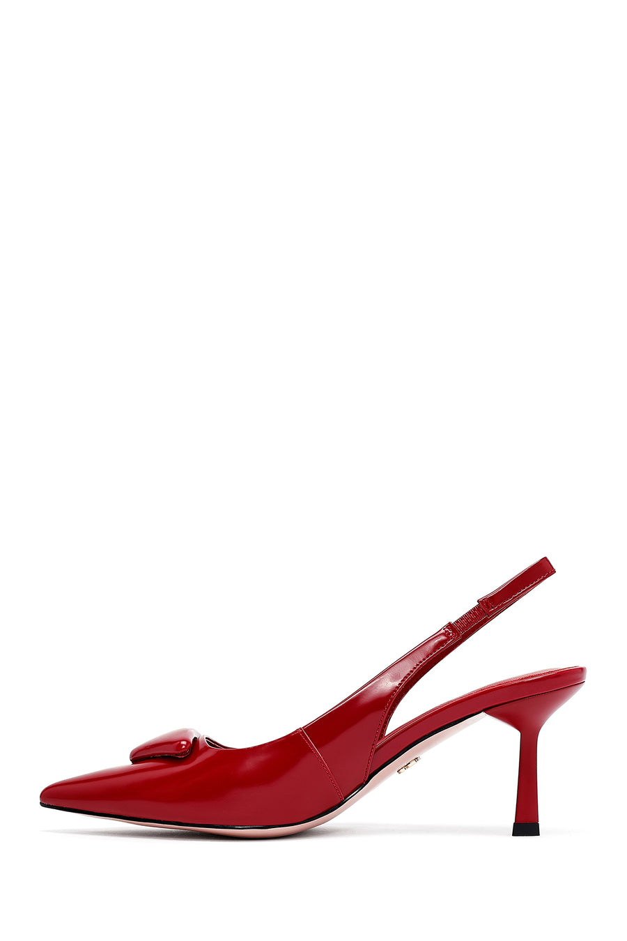 Women's Red Slingback Thin Heel Leather Shoes