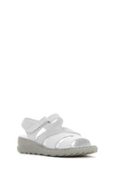 Women's White Strappy Leather Comfort Sandals | Derimod