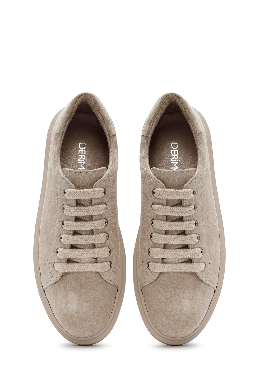 Kadın Bej Bağcıklı Süet Deri Sneaker
