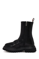 Harley Davidson Woman Black Glenn Zip Closure Thick-Soled Leather Boots | Derimod