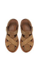 Women's Tan Suede Leather Sandals | Derimod