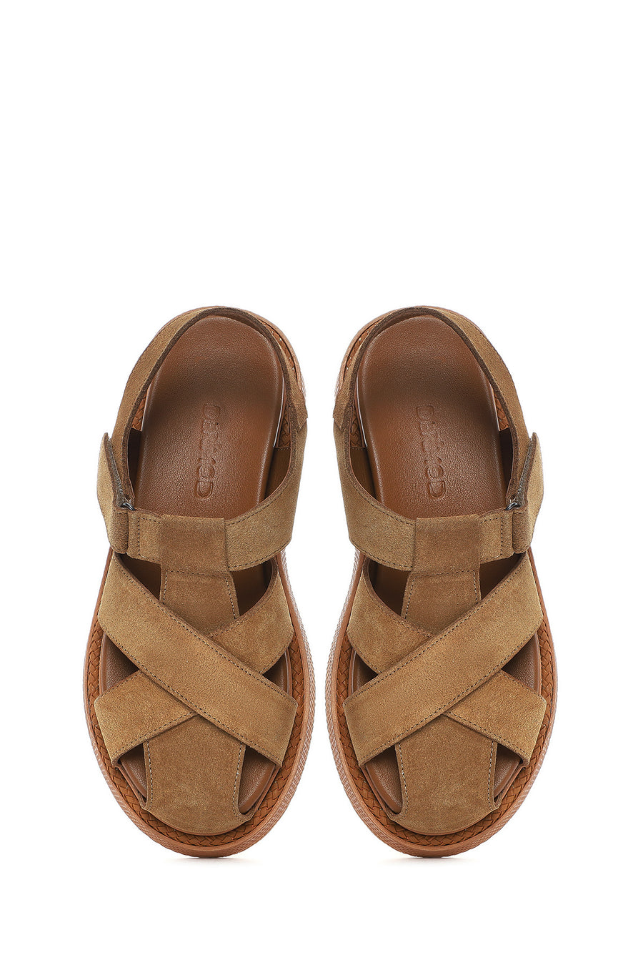 Women's Tan Suede Leather Sandals