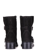 Women's Suede Boots with Stud and Buckle Detail | Derimod