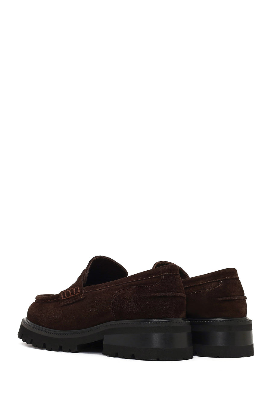 Woman Brown Thick-Soled Suede Loafer