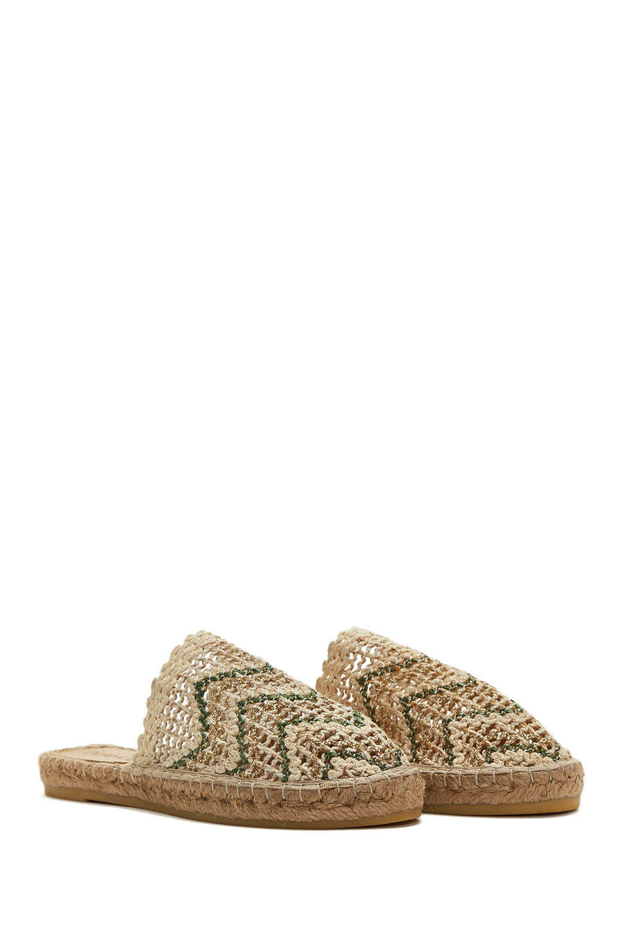 Women's Beige Straw Slippers