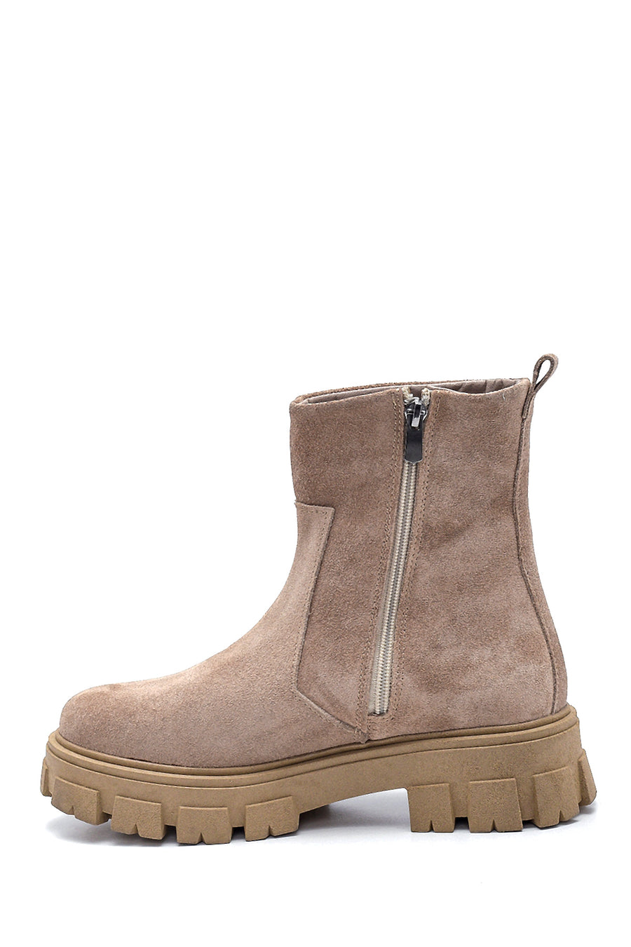 Women's Leather Suede Zipper Boots