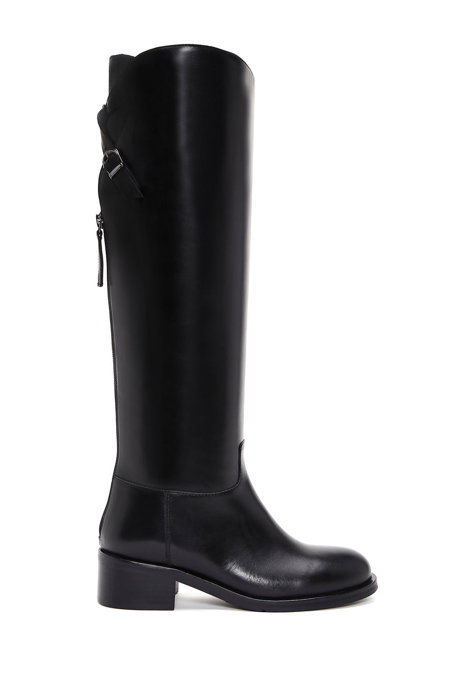 Women's Black Zippered Buckle Detailed Leather Boots 24WFD100718 | Derimod