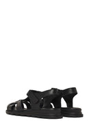 Women's Black Strappy Leather Sandals | Derimod