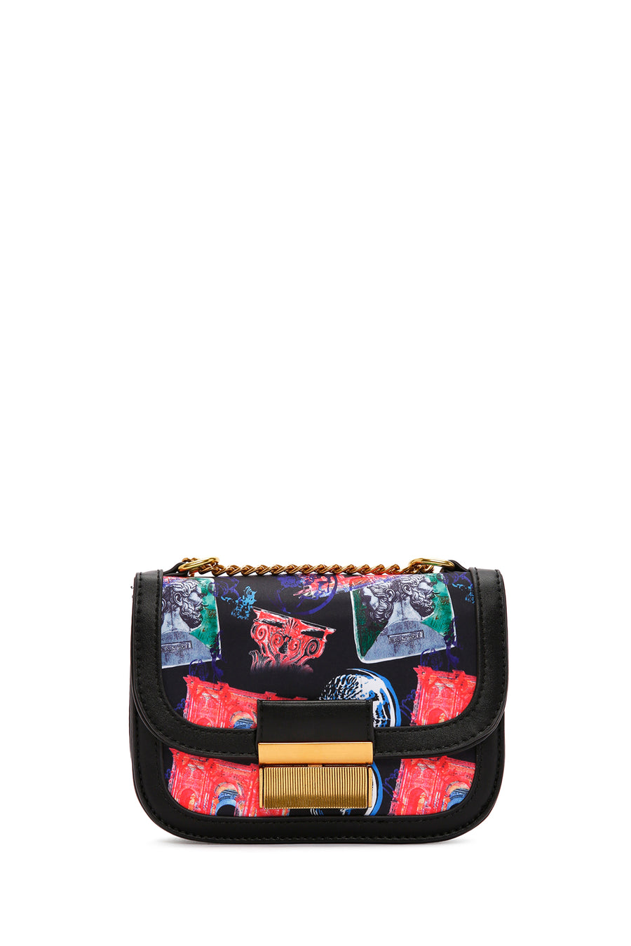 Women's Black Long Strap Printed Crossbody Bag