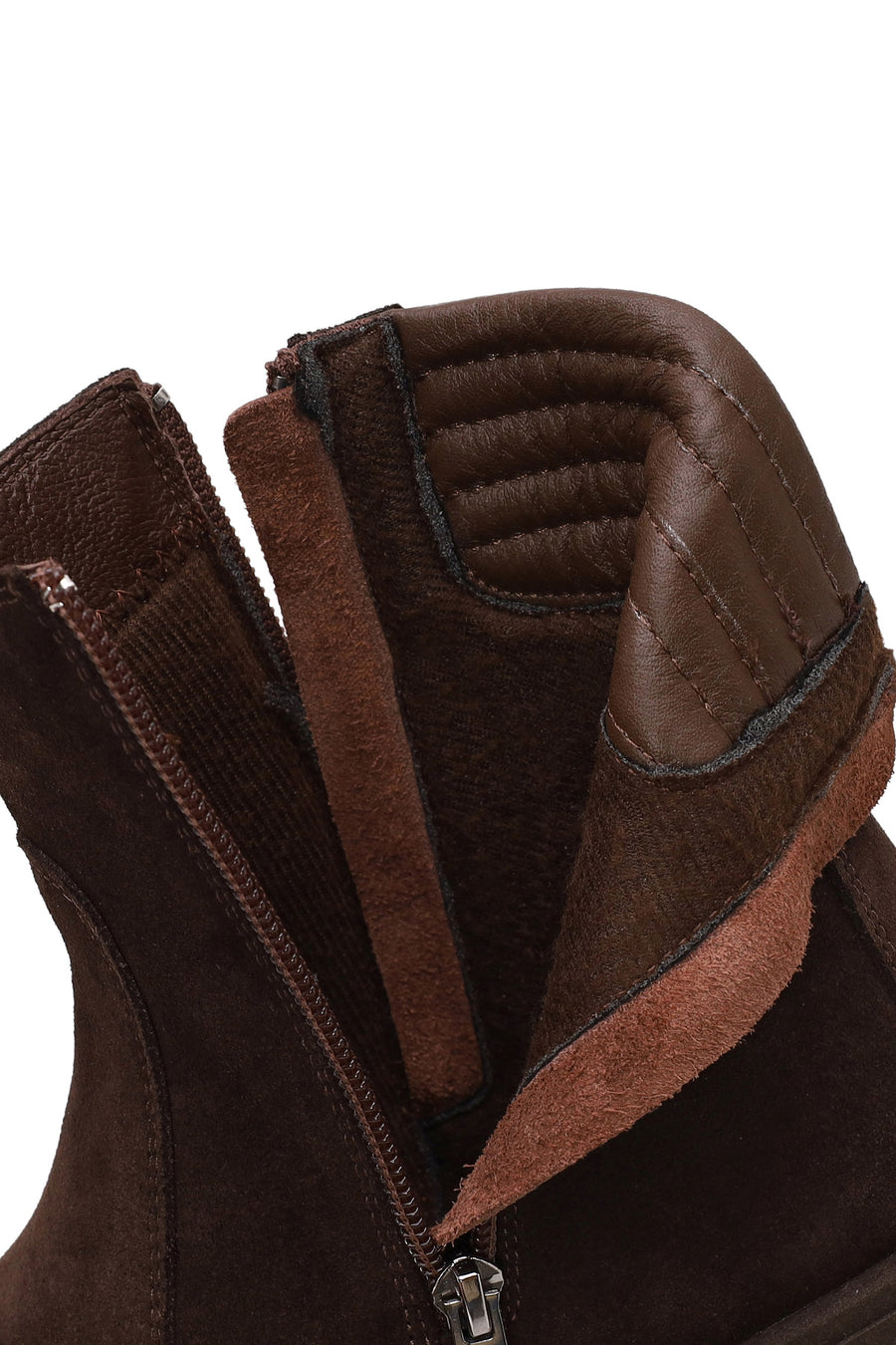 Woman Brown Double Zip Closure Suede Boots