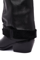 Women's Black Buckled Thick Heeled Leather Boot | Derimod
