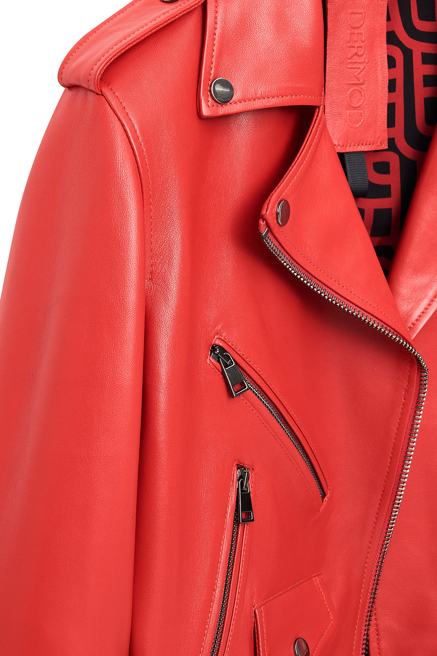 Newage Women's Red Slim-Fit Biker Leather Jacket