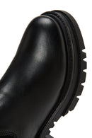 Women's Black Thick Soled Leather Chelsea Boots | Derimod
