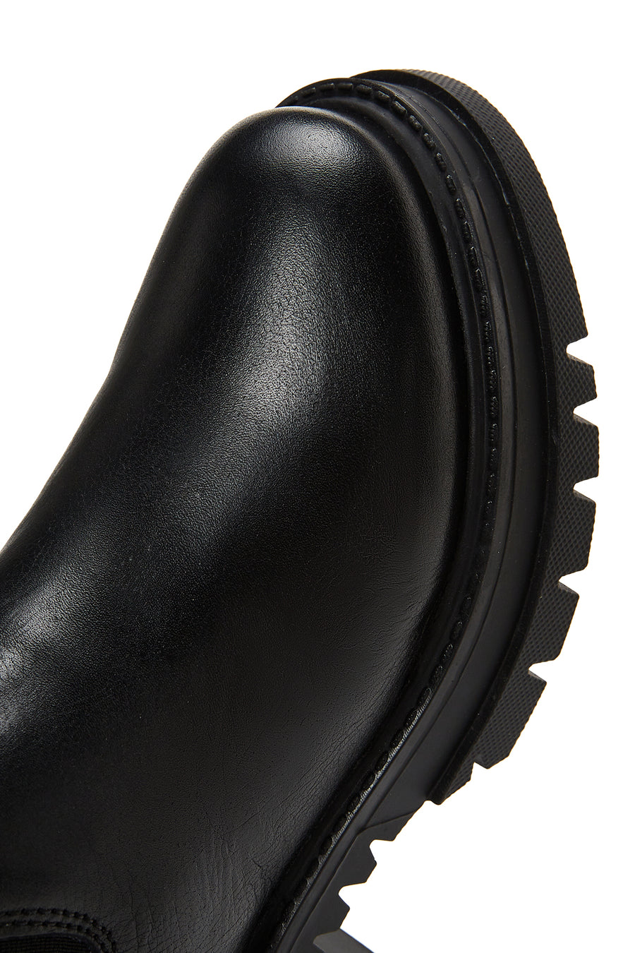 Women's Black Thick Soled Leather Chelsea Boots
