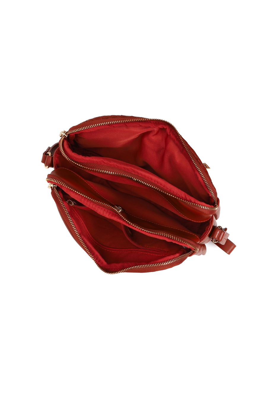 Woman Dark Orange Long-Strap Crossbody Bag