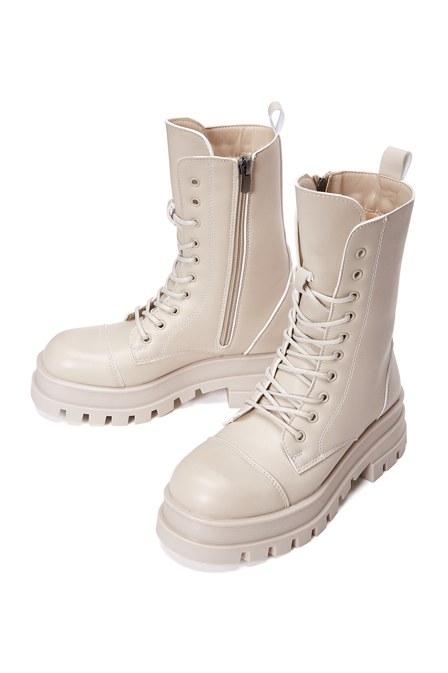 Women's Beige Thick Soled Boots