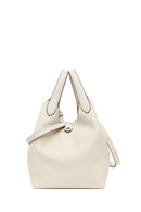 Woman Cream Casual Leather Shoulder Bag | Derimod