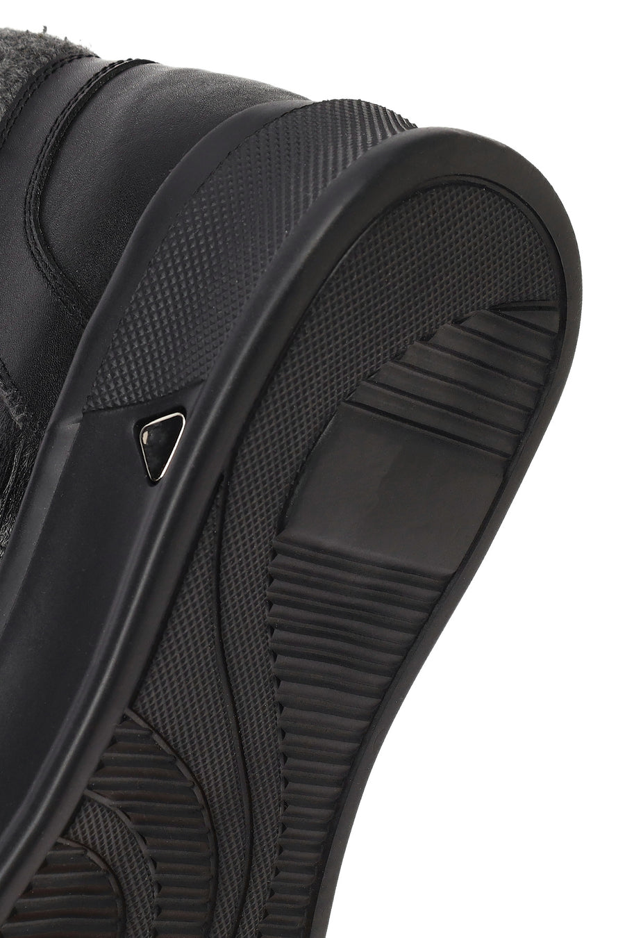 Men's Black Lace-Up Thick-Sole Leather Sport Boots