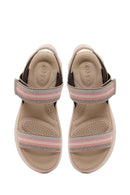 Women's Beige Strapped Thick-Soled Fabric Comfort Sandals | Derimod