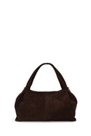 Woman Dark Mink Long Strap Suede Shoulder Bag | Derimod