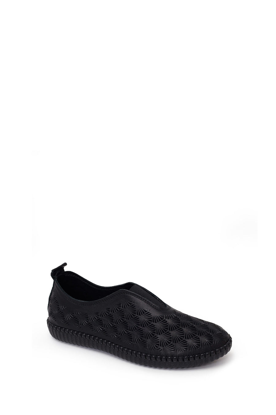 Woman Black Patterned Leather Comfort Shoes