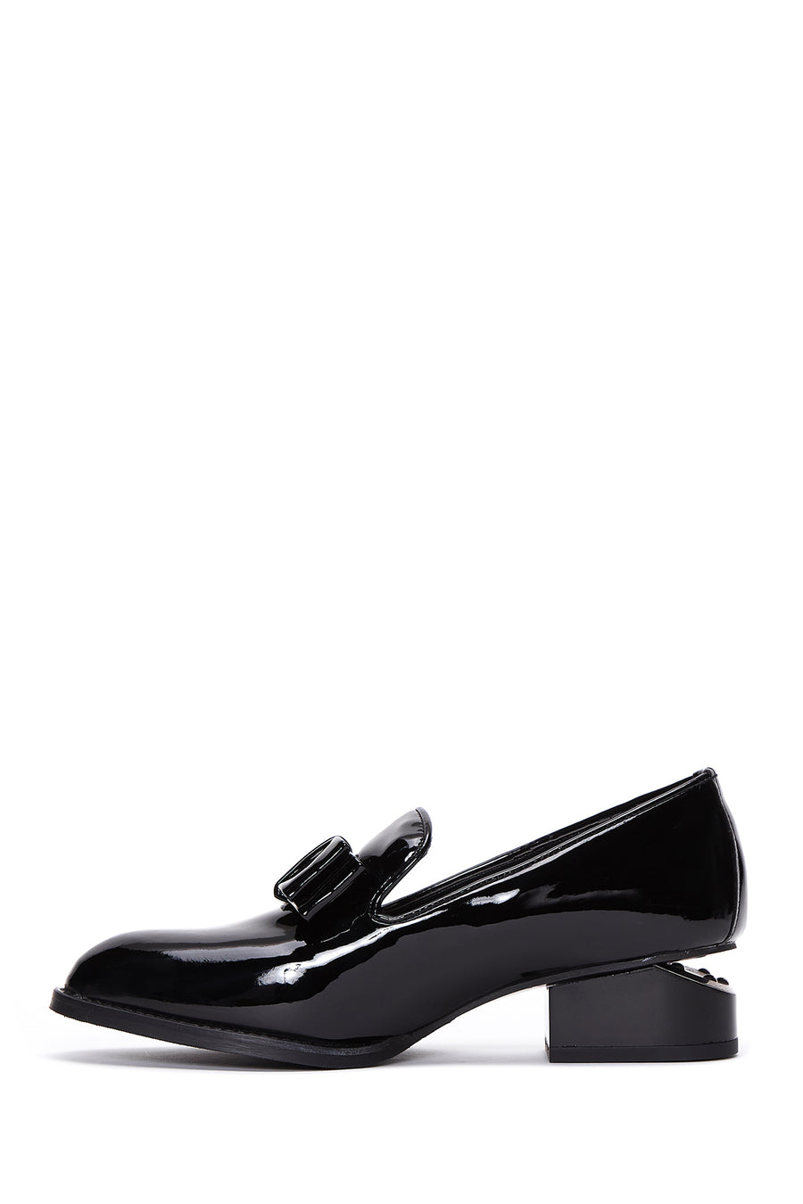 Women's Black Heeled Patent Leather Masculine Loafer