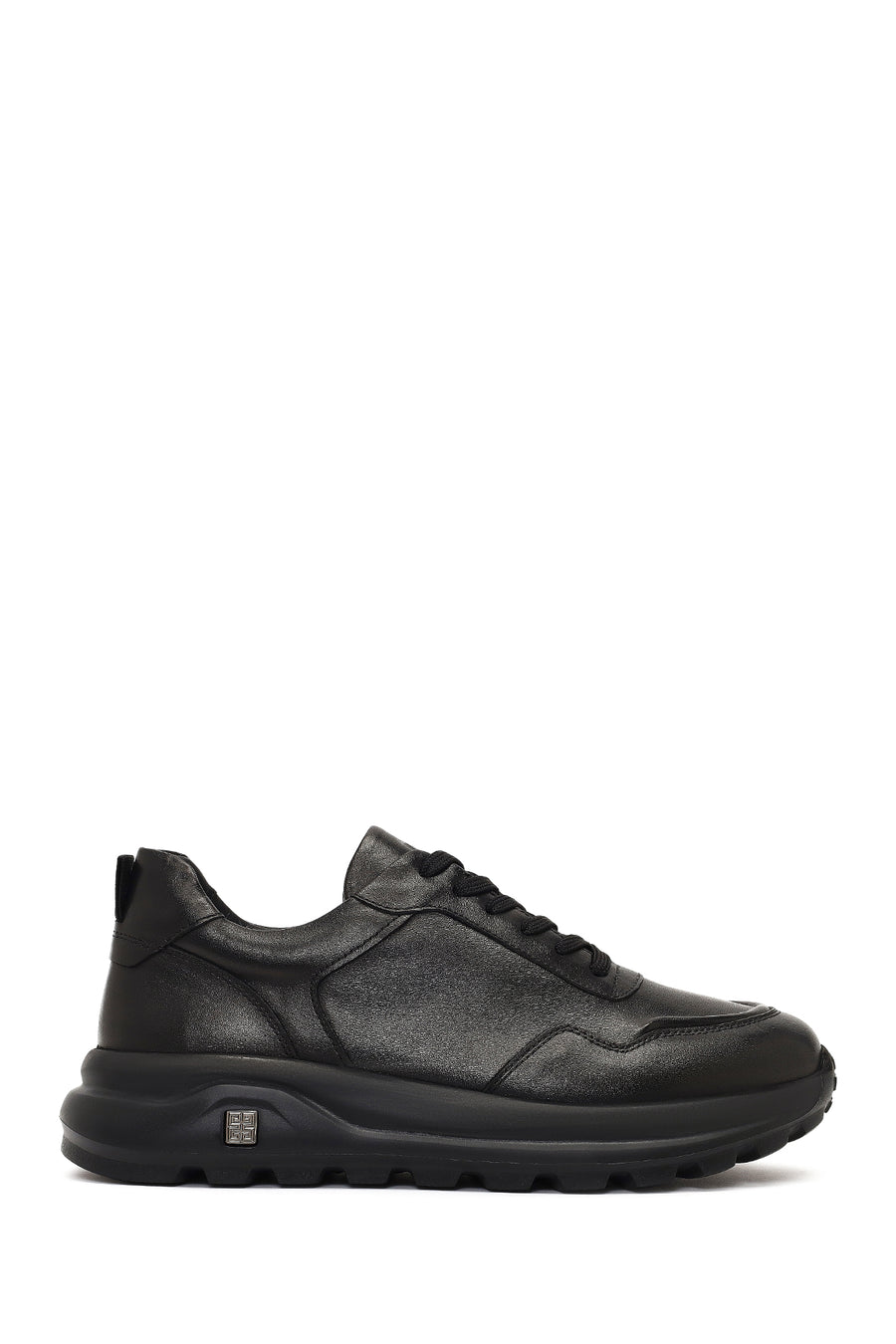 Men's Black Lace-Up Thick-Soled Leather Sneaker 25WFD641418 | Derimod