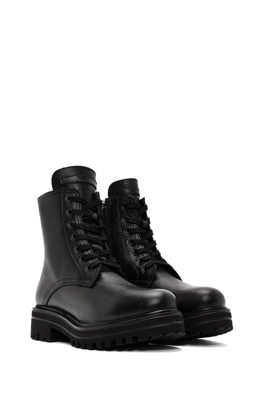 Women's Black Zippered Leather Boots