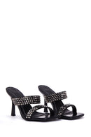 Women's Black Stone Heeled Slippers | Derimod