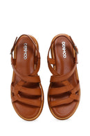 Women's Tan Ankle Strap Leather Sandals | Derimod