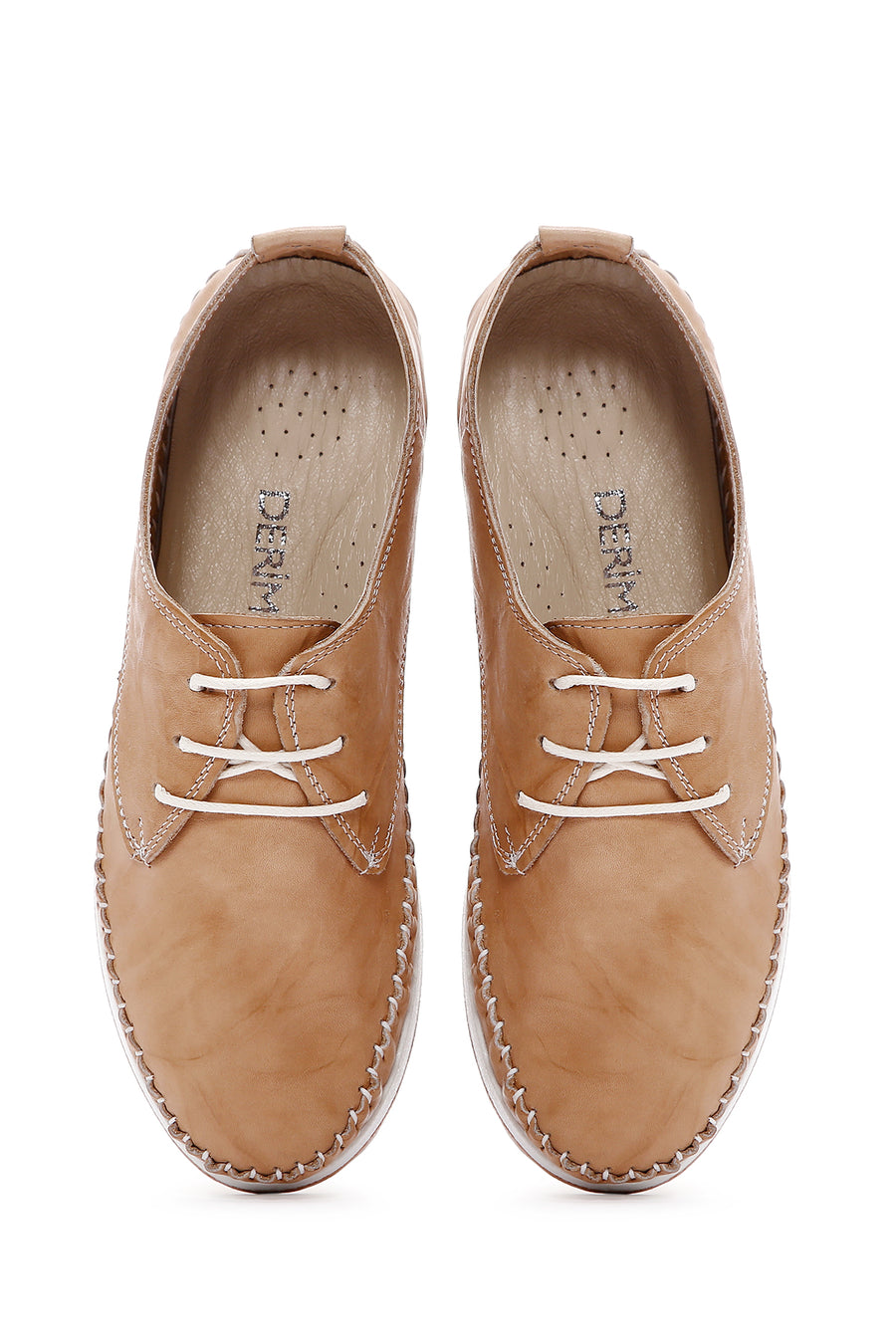 Women's Beige Leather Comfort Shoes